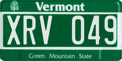 VT license plate XRV049