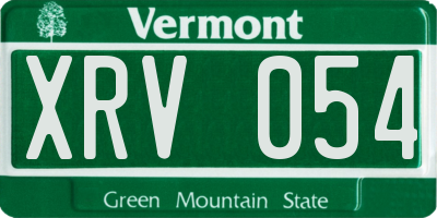 VT license plate XRV054