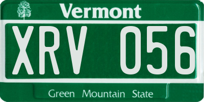 VT license plate XRV056