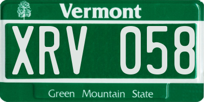 VT license plate XRV058