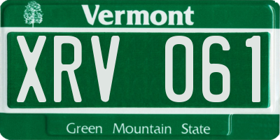 VT license plate XRV061