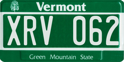 VT license plate XRV062
