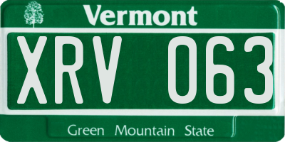 VT license plate XRV063