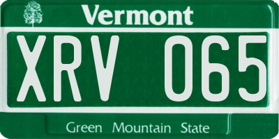 VT license plate XRV065