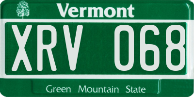 VT license plate XRV068
