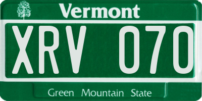 VT license plate XRV070