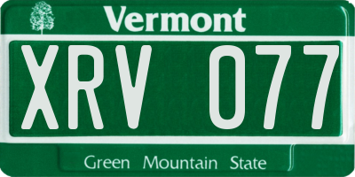 VT license plate XRV077