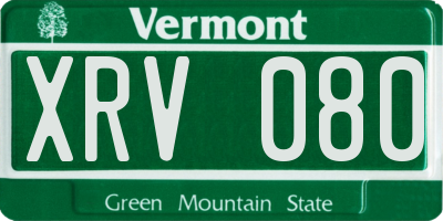 VT license plate XRV080