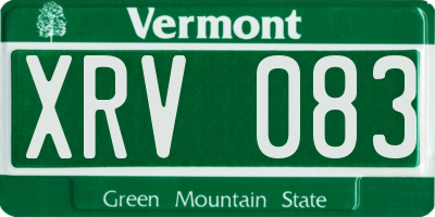 VT license plate XRV083