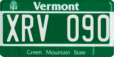 VT license plate XRV090