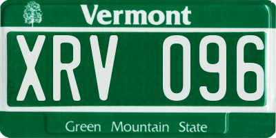 VT license plate XRV096