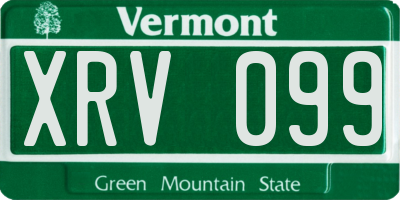 VT license plate XRV099