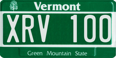 VT license plate XRV100