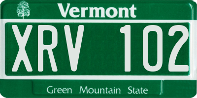 VT license plate XRV102
