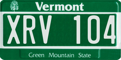 VT license plate XRV104