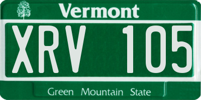 VT license plate XRV105