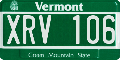 VT license plate XRV106