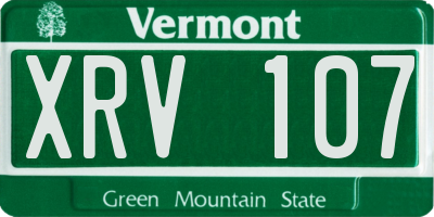 VT license plate XRV107