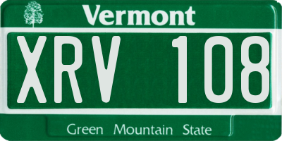 VT license plate XRV108