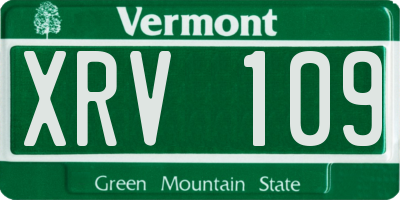 VT license plate XRV109