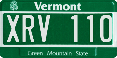 VT license plate XRV110