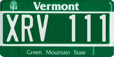 VT license plate XRV111