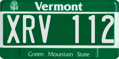 VT license plate XRV112
