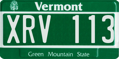 VT license plate XRV113