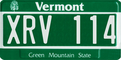 VT license plate XRV114