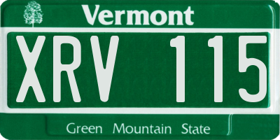 VT license plate XRV115