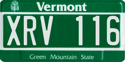 VT license plate XRV116