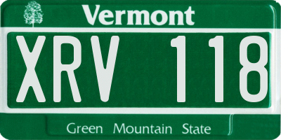 VT license plate XRV118