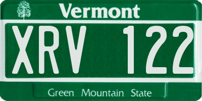 VT license plate XRV122