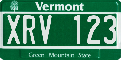 VT license plate XRV123