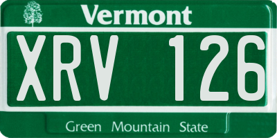 VT license plate XRV126