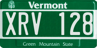 VT license plate XRV128