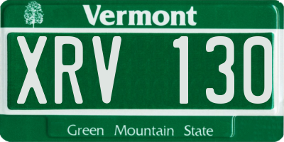VT license plate XRV130