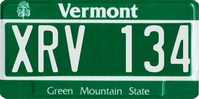 VT license plate XRV134