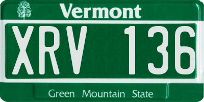 VT license plate XRV136
