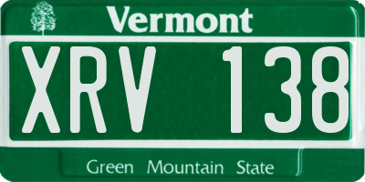VT license plate XRV138