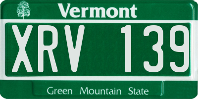 VT license plate XRV139