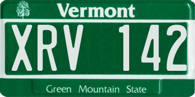 VT license plate XRV142