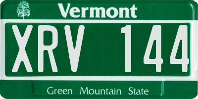 VT license plate XRV144