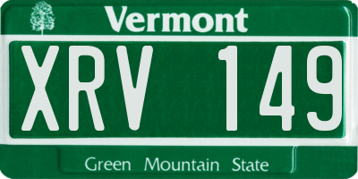 VT license plate XRV149