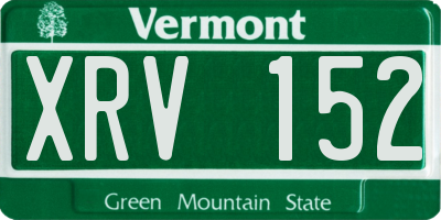 VT license plate XRV152