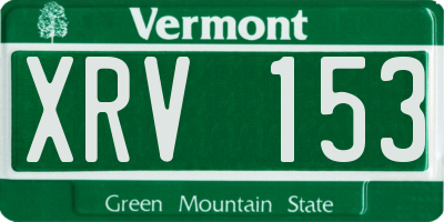 VT license plate XRV153