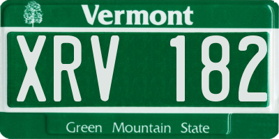 VT license plate XRV182