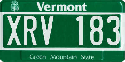 VT license plate XRV183