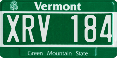 VT license plate XRV184