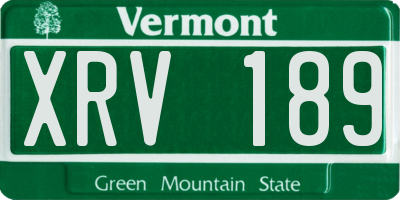 VT license plate XRV189